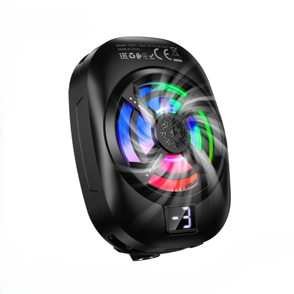 "Hoco GM76 Blue Diamond Mobile Phone Cooler, compact and portable cooling fan for smartphones, reduces overheating during gaming, with ergonomic grip and efficient cooling performance"