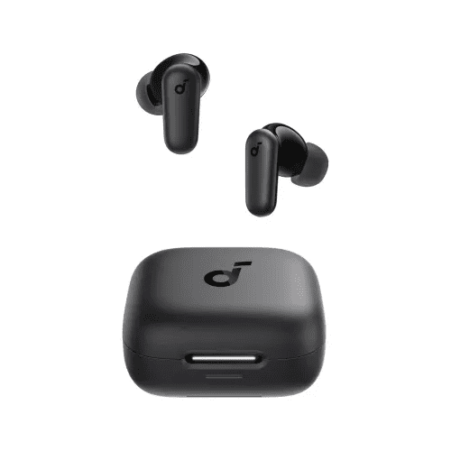 "Anker Soundcore P30i ANC True Wireless Earbuds in black, featuring active noise cancellation, ergonomic design, long battery life, and high-quality sound for music and calls"