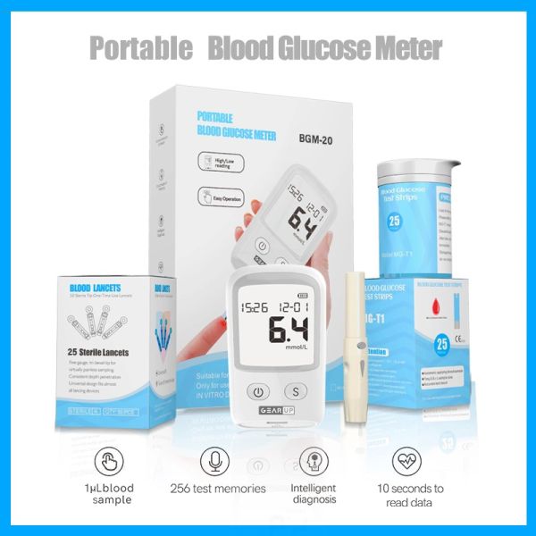 GearUP BGM-20 Diabetes Measuring Machine with 25 Test Strips – Blood Glucose Meter for Accurate Sugar Level Testing at Home